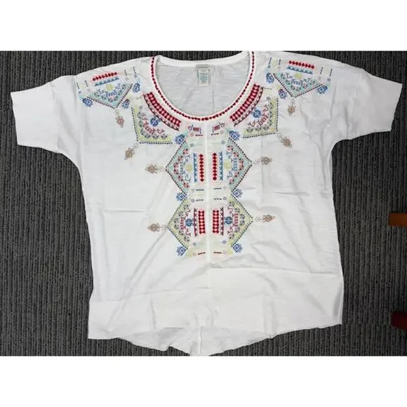 NWT New Sundance Catalog Embroidered Tonal Modern Tribe Blouse XL - Picture 1 of 6